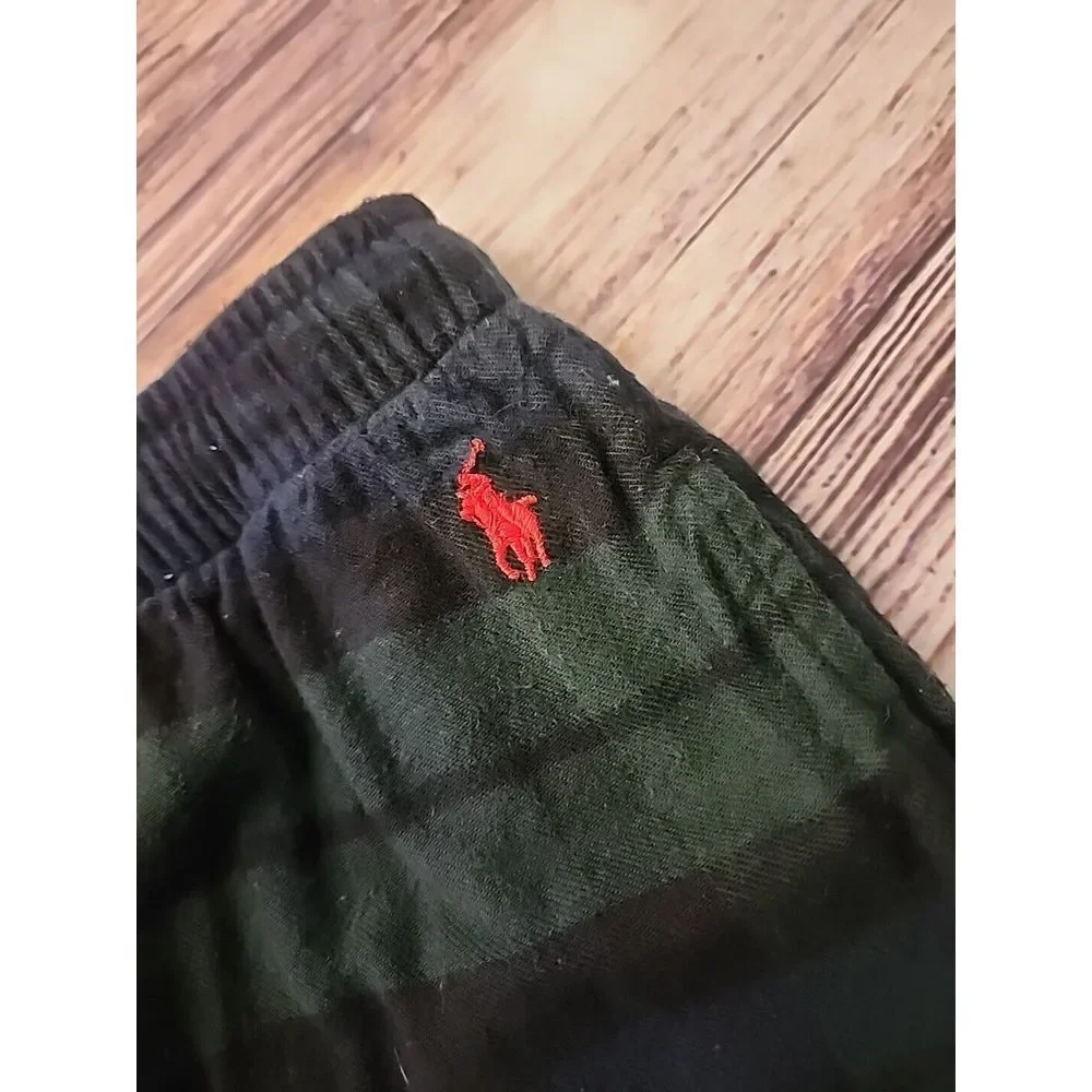 Polo Ralph Lauren Flannel Pajama Lounge Pants  Drawstring  XL Green Blue Pony‎